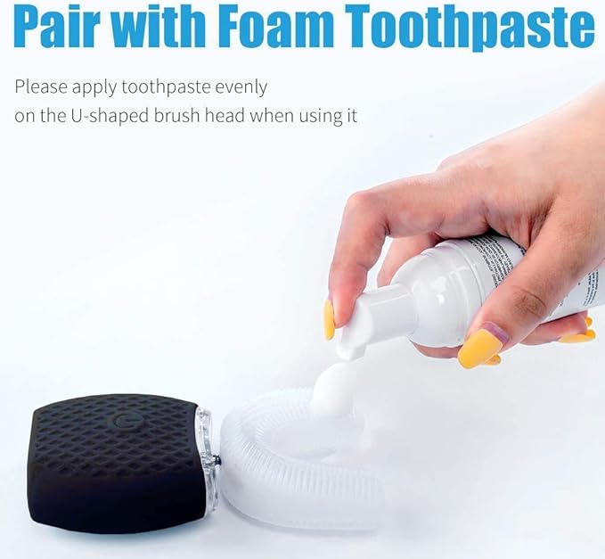 Ultrasonic Automatic Toothbrush, Auto Toothbrush for Adult, 360° Sonic Toothbrush Waterproof, Rechargeable Electric Ultrasonic Toothbrush, Teeth whitening Brush for Home and Travel Use (Black)