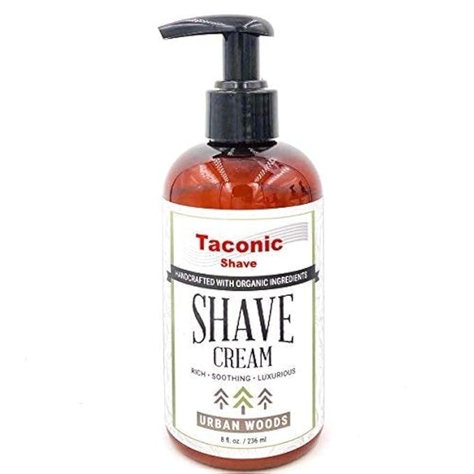Taconic Shave, Natural Shaving Cream - Urban Woods Scent with hints of Tobacco and Bergamot -Ultra-Rich High Lather Formula – Natural Shave Cream for Men in 8 oz. Pump Bottle – Scented Shaving Cream
