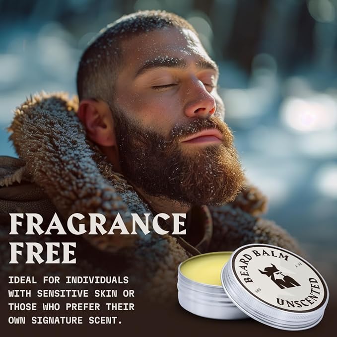 Striking Viking Beard Balm for Men - Unscented, 2 Ounces - Fragrance Free Care & Styling - Travel-Sized Beard Softener Balm with Aegan & Jojoba Oils