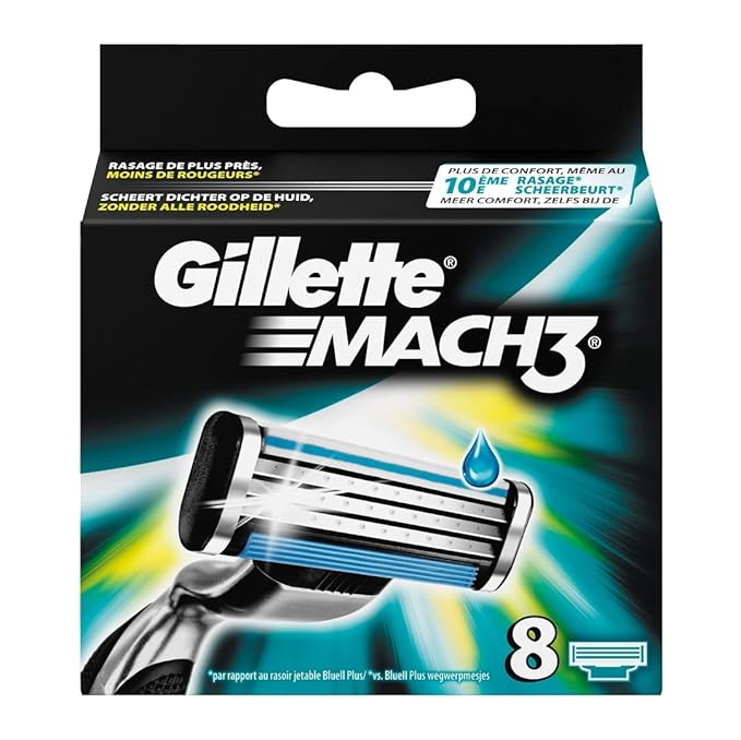 Gillette Mach3 Razor Blades for Men with Stronger-Than-Steel Blades, 8 Refills (Packaging May Vary)