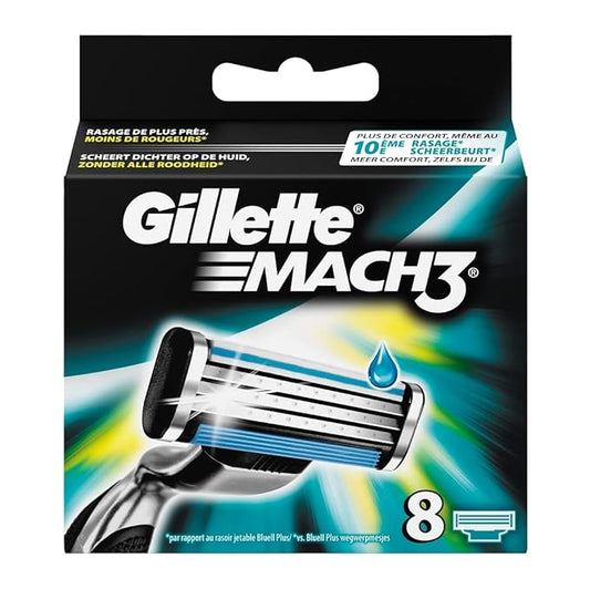 Gillette Mach3 Razor Blades for Men with Stronger-Than-Steel Blades, 8 Refills (Packaging May Vary)