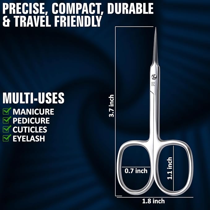 Cuticle Scissors Fine Small Extra Sharp Straight Blades Nail Scissors for Stainless Steel Sharp Pointed tip for Grooming Manicure & Pedicure for Eyebrow & Facial Hair Trimming Eyebrow Scissors.