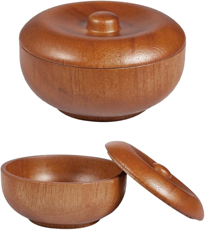 ABOOFAN Men’S Wooden Shaving Soap Bowl with Lid Shaving Cream Bowl for Wet Shave for Men’S Bathroom Use