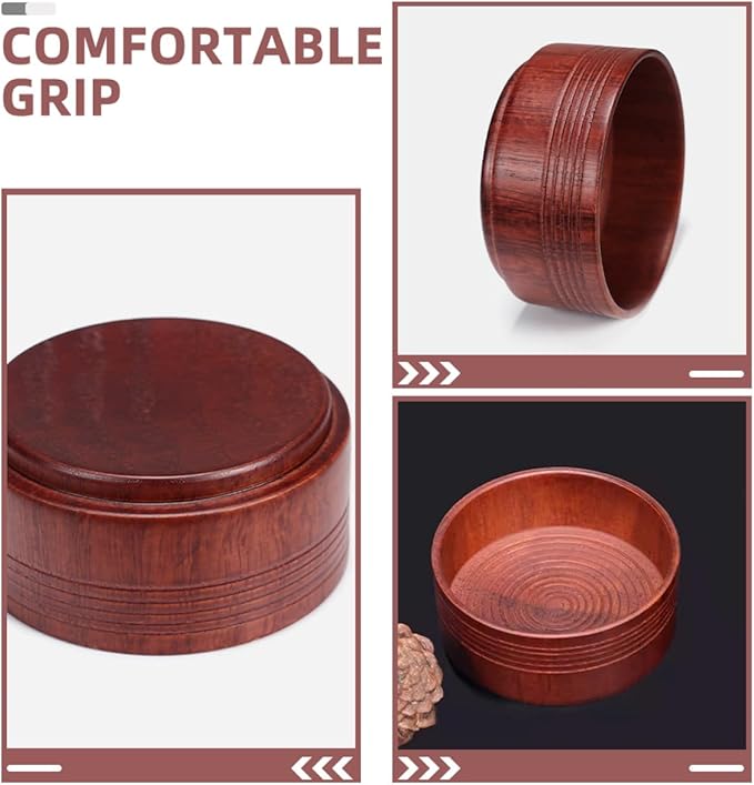 TOYANDONA Wooden Shaving Bowl Men Shaving Mug Reusable Shave Soap Bowl with Oak Finish for Thick Foam Lathering at Home
