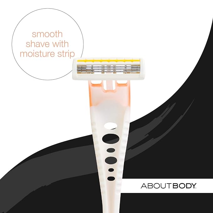 About Face Body Spa Shave 3-Blade Sensitive Disposable Razors With Coconut Oil Lube Strip, 4 Count (Pack of 2)