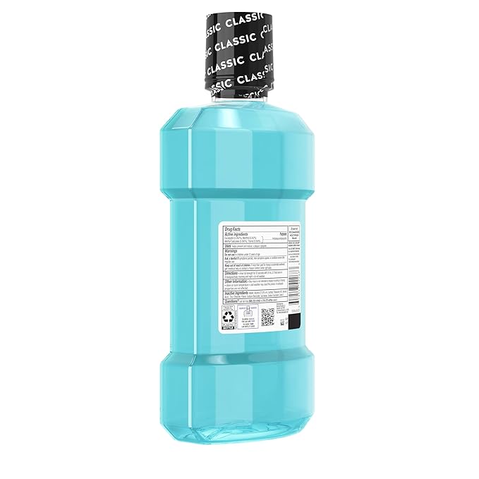 Listerine Ultraclean Intense Antiseptic Mouthwash + Whitening Protection*, Everfresh Technology to Help Fight Bad Breath, Gingivitis, & Plaque, Tartar Control Oral Rinse, Intense Mint, 1L