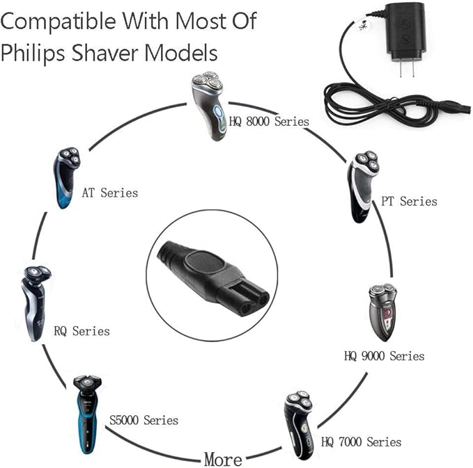 USonline911 Charger for Philips Norelco-HQ8505 Norelco 7000 5000 3000 Series Electric Shaver Razor, Aquatec, Arcitec, Multigroom Beard Trimmer & More 15V AC Adapter Power-Supply Cord