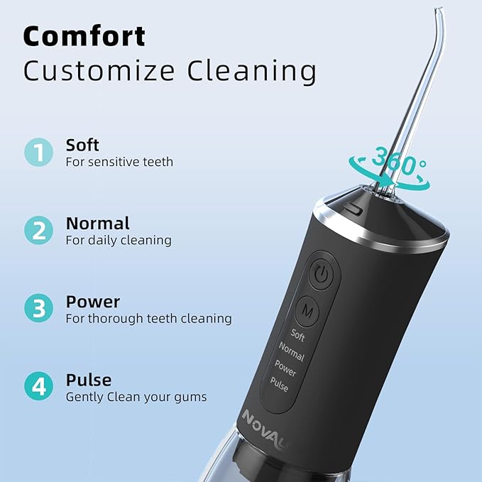 Water Dental Flosser for Teeth Pick：360ML Tank 5 Jet Tips Rechargeable Electric Flosser, 4 Mode IPX7 Cordless Oral Irrigator for Implants, Brace & Sensitive Teeth Care, Home & Travel Use