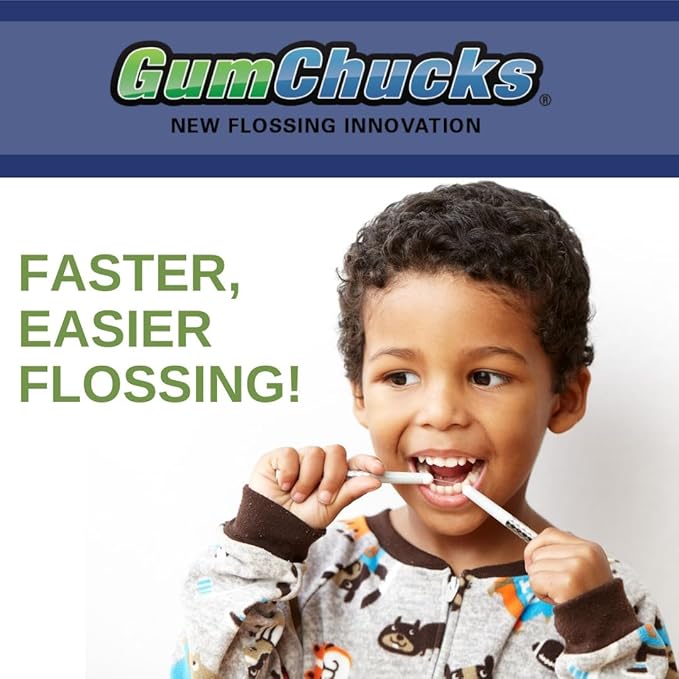 GumChucks Floss for Teeth - Flossing for Kids and Adults - Orthodontic Flossers for Braces - Dental Gum Floss Picks for All Ages (Starter Pack)