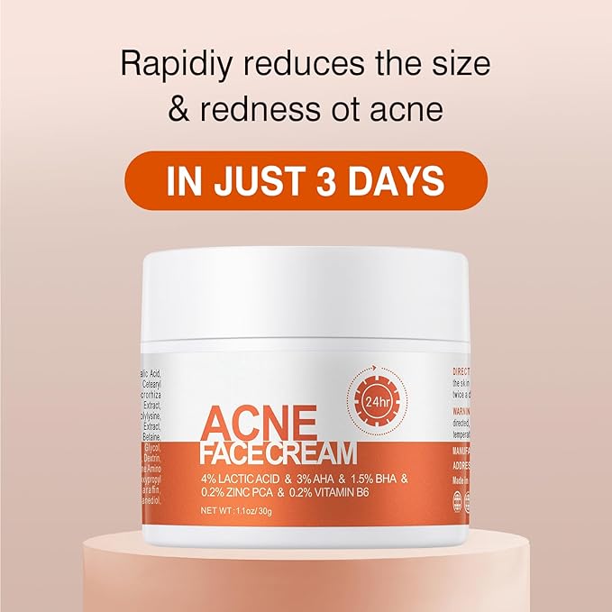 Acne Treatment for Face Hormonal Cystic Stubborn Acne Cream Back Butt Acne Spot Treatment for Teens Adults Moisturizer Pimple Rapid Clearing Cream for Breakouts Blemish Overnight 30g