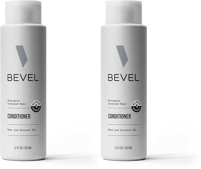 Bevel Hair Conditioner for Men with Coconut Oil and Shea Butter, Sulfate Free Conditioner for Textured Hair, Moisturizes, Conditions and Detangles Hair, 12 Oz (Packaging May Vary) (Pack of 2)