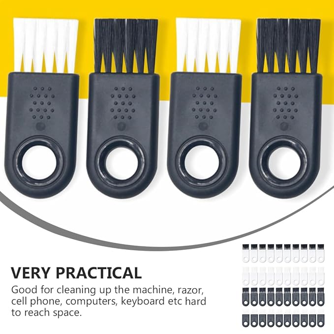 VILLCASE 40pcs Electric Razor Cleaning Brushes Small Shaving Brush Set for Men Hair Clipper Trimmer Cleaner Barber Tool White and Black Handles
