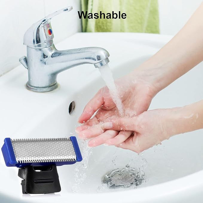 4PCS LinMei Shaver Replacement Heads Compatible for 1st Generation Microtouch Solo Men's Rechargeable Full Body Hair Trimmer and Shaver Replacement Cutter Head with 2 Clean Brush