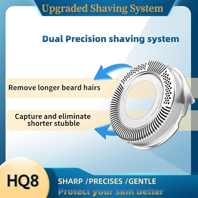 3Pcs HQ8 Replacement Shaver Head Fit for s Norelco 7340XL 7325XL PT870 PT730 PT875 PT880 PT810 AT811 AT830, Upgraded Precision Men's Electric Shaver Razor Blade, Waterproof Razor Blades