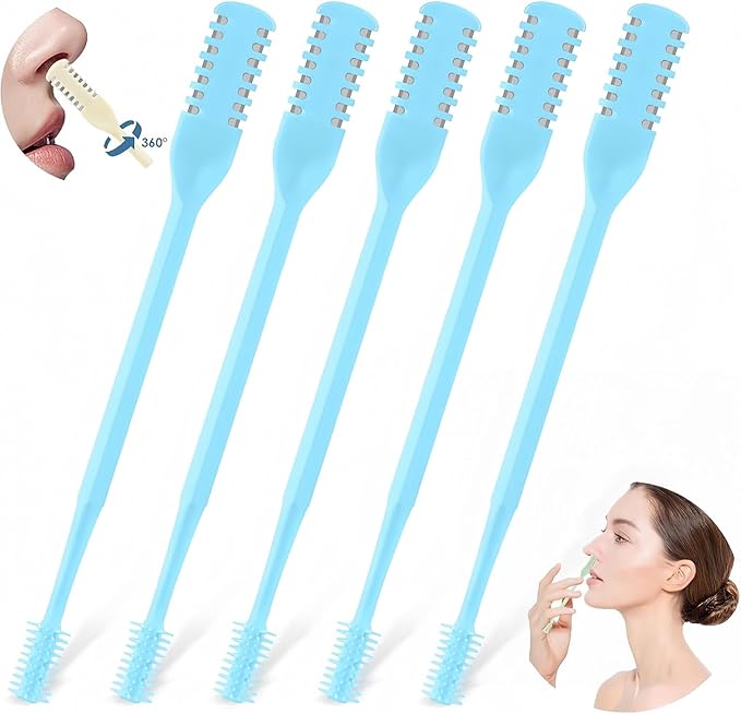Nose Hair Trimmer 5 Pcs 2-in-1,2025 New Double Sided Nose Trimmer.Portable 360° Rotating Manual Nasal Hair Cutter for Men and Women, Manual Hair Remover for Home Travel Essentials