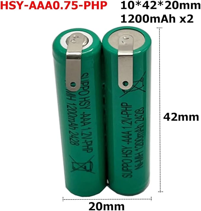 2.4V HSY-AAA0.75-PHP Ni-MH SUPPO Battery - Compatible with Waterpik 900, Sensonic Plus SR-3000/SR-3000E, BK-4MCCE Sonic Toothbrushes(1 Pack 1200mah x2)