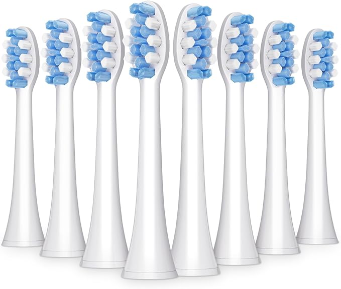 Onlyone Replacement Toothbrush Heads, Compatible with Philips Sonicare Click-on Handles, and AquaSonic Electric Toothbrush, Soft Electric Toothbrush Heads Refills, White, 8 Pack