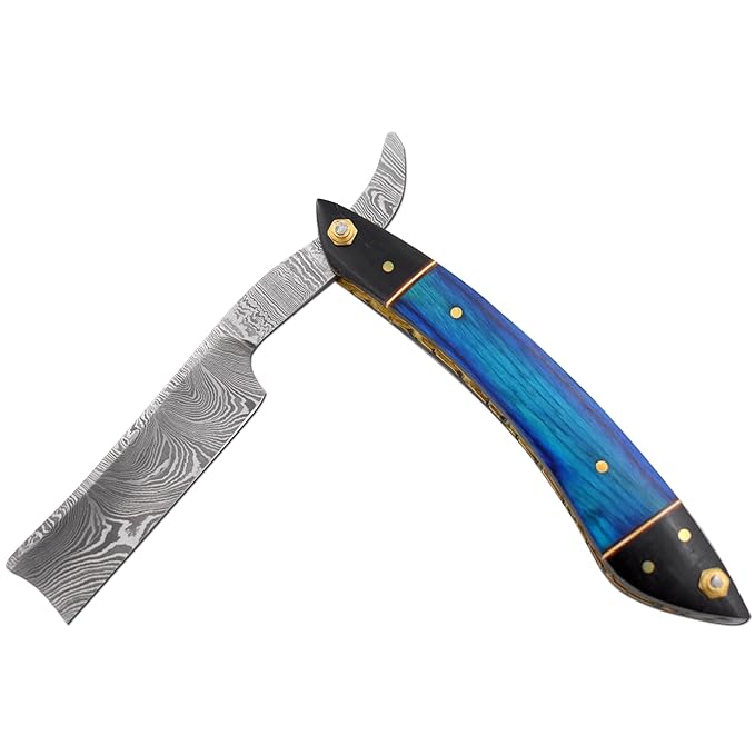 Straight Razor | Straight Edge-Razor Sharp High Hardness Real Damascus Steel Cutthroat Straight Edge-Blade | Barber Razor (327)