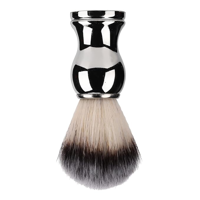 Premium Men's Shaving Brush, Soft fibers Strong Cleaning Force, Silver Plated Handle, Home Salon Use