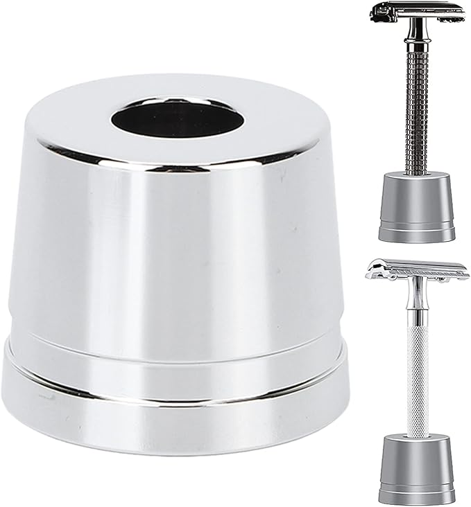 Safety Stand, Holder, Shaving Brush Stand Multi functional Alloy Base, Safety Stand, Men Shaving Accessory for Dry Storage & Convenient Access