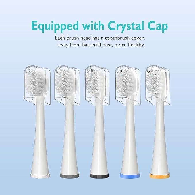 Replacement Brush Heads for Waterpick Sonic Fusion 2.0 Flossing Toothbrush with Cover, Compact, 5 Count White, Soft Bristles, Compact Size