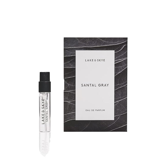 Lake & Skye Santal Gray Eau de Parfum Sample, Long Lasting Fragrance, 0.06 fl oz (2 ml) - Santal, Cardamom, Sandalwood, Earthy, Musk, Vegan, Paraben-Free, Cruelty-Free