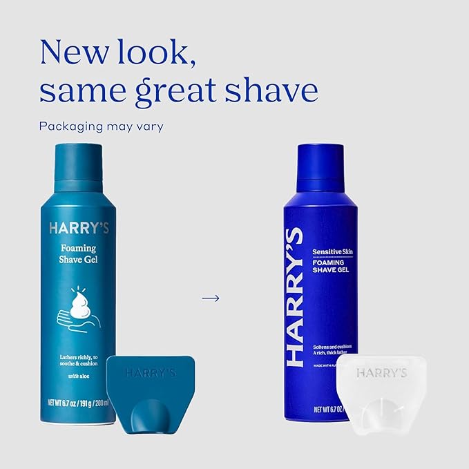Harry's Original Shaving Kit for Men - Razor Handle, 3 Razor Blade Refills, Foaming Shave Gel, and Travel Blade Cover - German Engineered - Ocean Blue