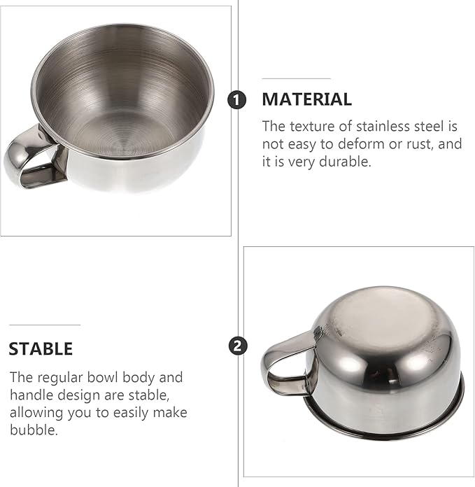LIFKOME Stainless Steel Shaving Soap Bowl Bubbling Bowl Handle for Men Shaving Mugs Bubble Brush