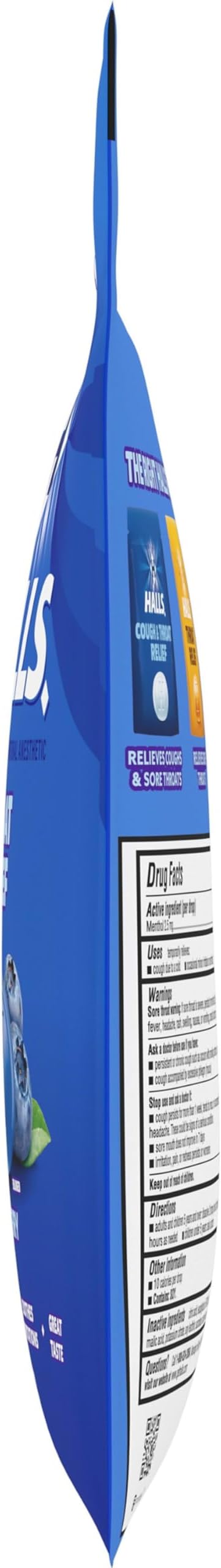 Halls Throat Relief Blueberry Cough Drops, Value Pack, 80 Drops