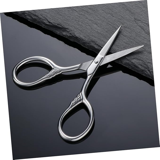 Beaupretty Stainless Steel Mustache Scissors for Men Beard Trimming Durable Rust Facial Hair Shears Precise Grooming Tool with Mirror Polished Silver Finish