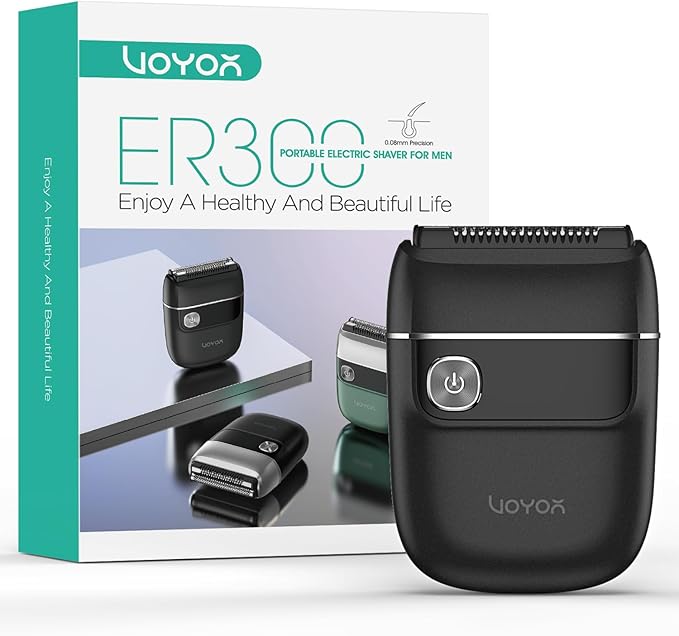 VOYOR Foil Shaver 2 in 1 Double Shavers for Men,Portable Electric Razor with Rechargeable Foil Razor Multifunction Grooming Barber Shaver IPX6 Washable Travel Shavers ER300 (Black)
