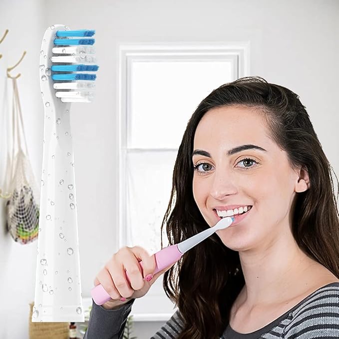 Replacement Toothbrush Heads Compatible with fairywill Electric Toothbrush, Model FW-507/FW-508/2011/959/917/551, D1/D3/D7/D8, W Shape Design Planted with Nylon Bristle (6 Pack - White)
