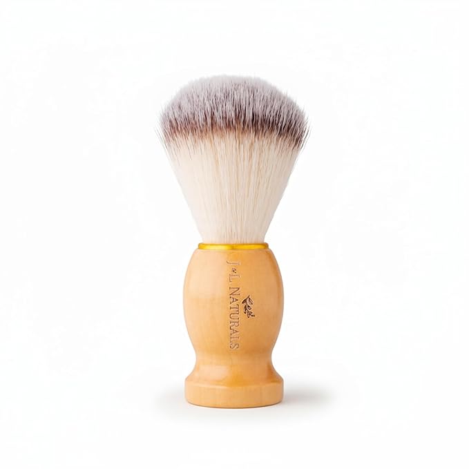 J&L Naturals Shave Brush, Bamboo Handle with Nylon Bristles, Cruelty-Free & Vegan, Exfoliating, Lather-Creating for Smooth Shaving