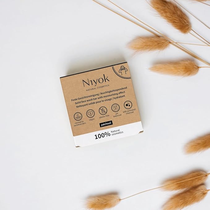 Natural Cosmetics Solid Moisturizing Face Wash Bar, For Normal to Sensitive Skin, Patchouli Scent, 80g