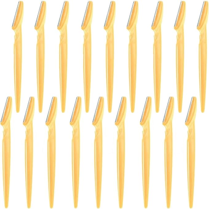 18Pcs Yellow Eyebrow Razor Multipurpose Exfoliating Dermaplaning Tool Trimming and Shaving Grooming Face Razor and Eyebrow Shaper for Women
