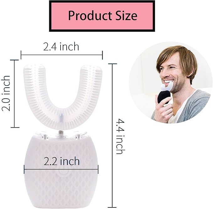 Ultrasonic Toothbrush for Adults - Automatic Electric Toothbrush with Soft Bristles & 30s Timer Rechargeable Portable Design with Wireless Charging Waterproof & Washable for Travel & Home Use (White)