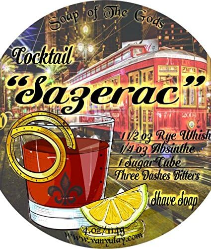 Sazerac - All Natural Shaving Soap with Emu Oil and Kokum Butter. Nourishing and Moisturizing for Men and Women.