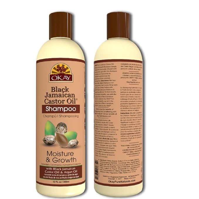 OKAY Black Jamaican Castor Oil Shampoo - Jamaican Castor Shampoo for Hair Health, Natural Moisturizing Cleanser to Strengthen & Restore Damaged Hair for Women & Men - 12 fl oz (Pack of 1)