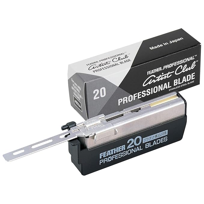 Feather Artist Club Professional Single Edge Razor Blades - Fits Any Artist Club Straight Razor - Platinum-Coated for Sharpness & Precision - Barber Supplies for Shaving & Outlining (3 Pack of 20)