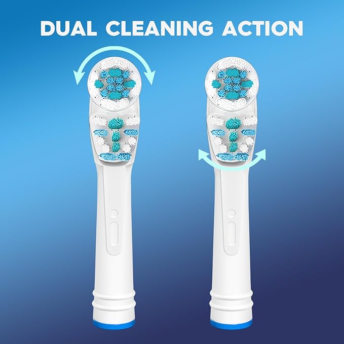 Dual Clean Replacement Brush Heads Compatible with Oral B Pro 1000,Vitality & Most Electric Toothbrush Models - 4 Count