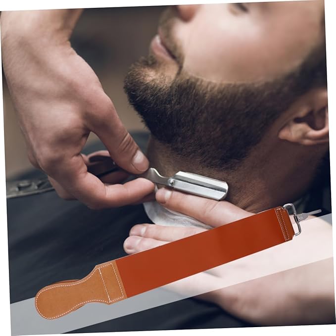 Beaupretty Leather and Canvas Double Layer Razor Strop Professional Straight Razor Sharpening Strap for Barbers Home Use Woodworking Tools