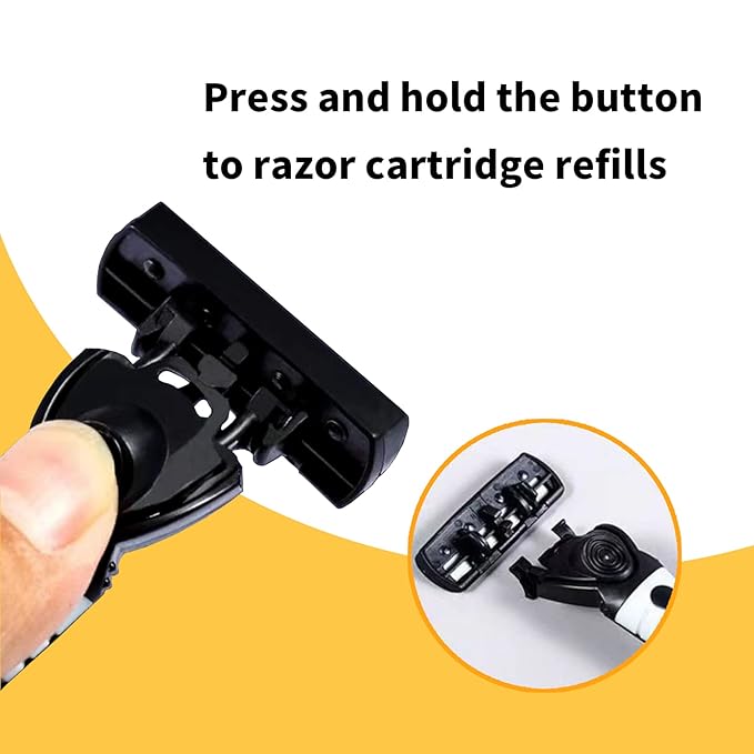 3-Blade Razor,Plastic Anti-slip Men Manual Refill Cartridges razors, Reusable Face Cleansing Care Tool, Shave Supplies for Men and Women -1 handle and 36 Cartridges refill - Black