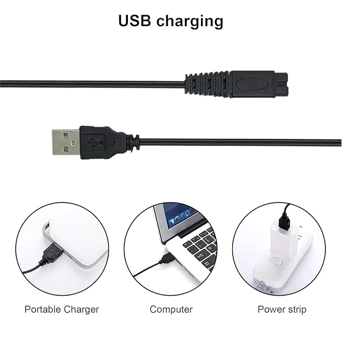 2PCS LinMei Shaver Charger Cord for Microtouch Solo Electric Shaver Solo Trimmer USB Charging Cable Solo Razor Charger 31.5 in with Cleaning Brush