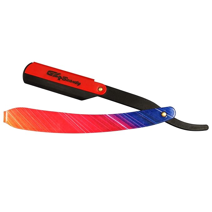 G4 Stainless Steel Straight Edge Barber Shaving Razor Blade for Close Shaving Men Replaceable Blades (Rainbow)