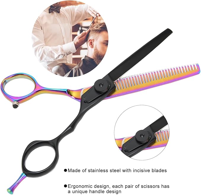 Barber Scissors Stainless Steel Hair Cutting Shears, Lightweight Ergonomic Beard and Mustache Trimming Scissors with Sharp Blades for Barbershop and Home Use (Thinning Scissor)