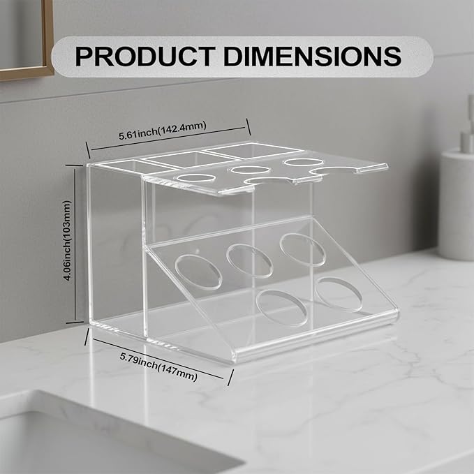 Shaving Brush Stand and Razor Holder, Safety Razor Stand for Men with Smooth Scratch-Resistant Surface - Multi-Function Storage Solution to Prolong Your Brush Life - Fits Most Razors and Brushes
