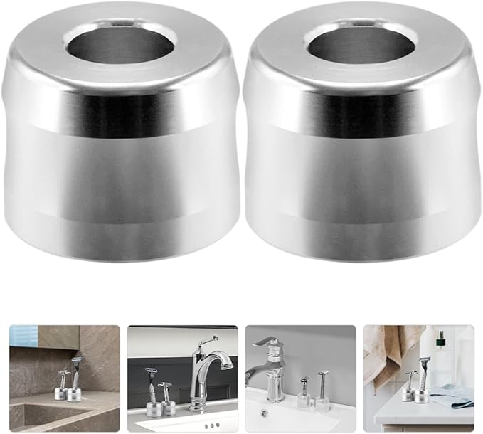 jojofuny 2pcs Shaver Storage Holder and Razor Brush Stand Aluminum Alloy Large Diameter Wide Opening for Men's Shaving Bathroom Desktop Organizer