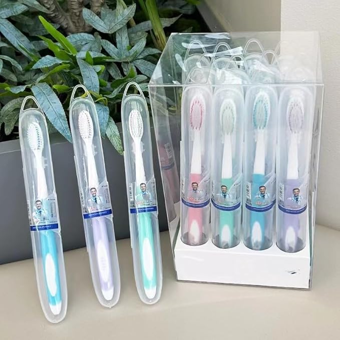 Soft-bristled Toothbrush‌ (Regular Size Head) with Box,Designed with Cone-Shaped bristles for periodontal Disease,Suitable for Sensitive Teeth and Gum Recession【Colors Vary, 4 Count】