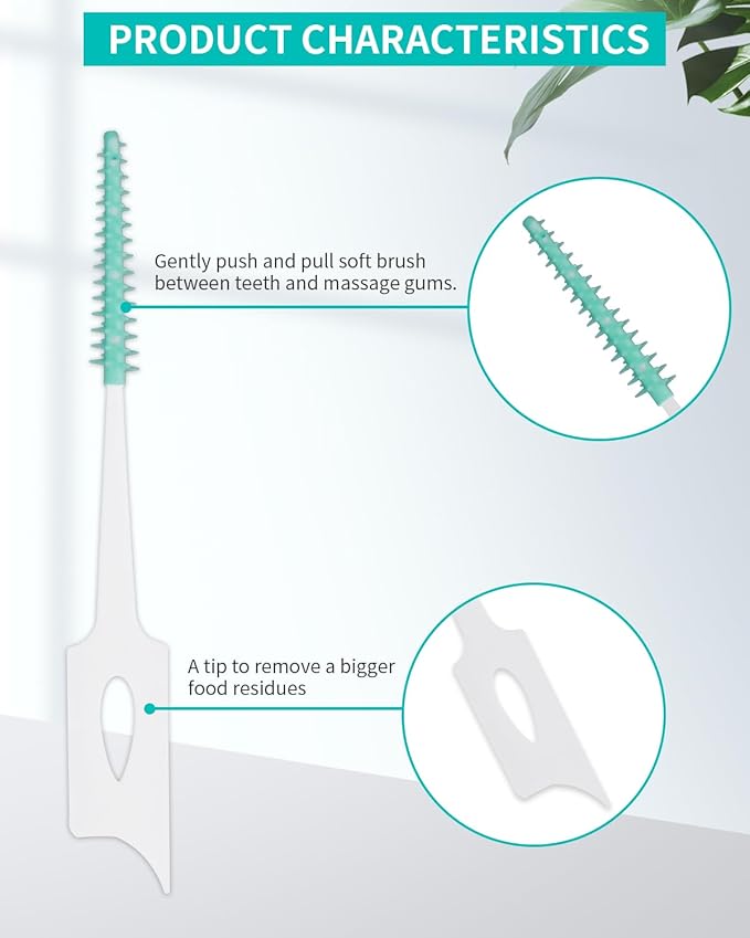 300 PCS Soft Dental Floss Picks, Silicone Interdental Brush Between Teeth, Disposable Dental Picks for Teeth Cleaning, interdental Picks Teeth Cleaning Tool, Green Colors