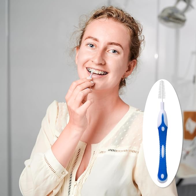 interdental brushes, Soft Dental Brush for Teeth Cleaning dental floss picks|teeth cleaning tools| interdental brushes between teeth soft bristle toothpicks for removing dental plaque (6PCS, Blue)